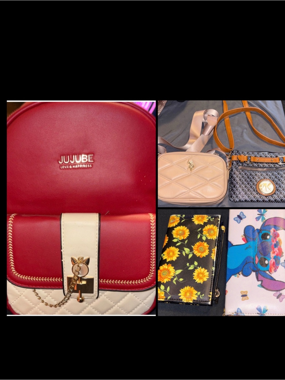 Ju-Ju-Be Red and Cream Quilted Crossbody Bag with Gold Hardware